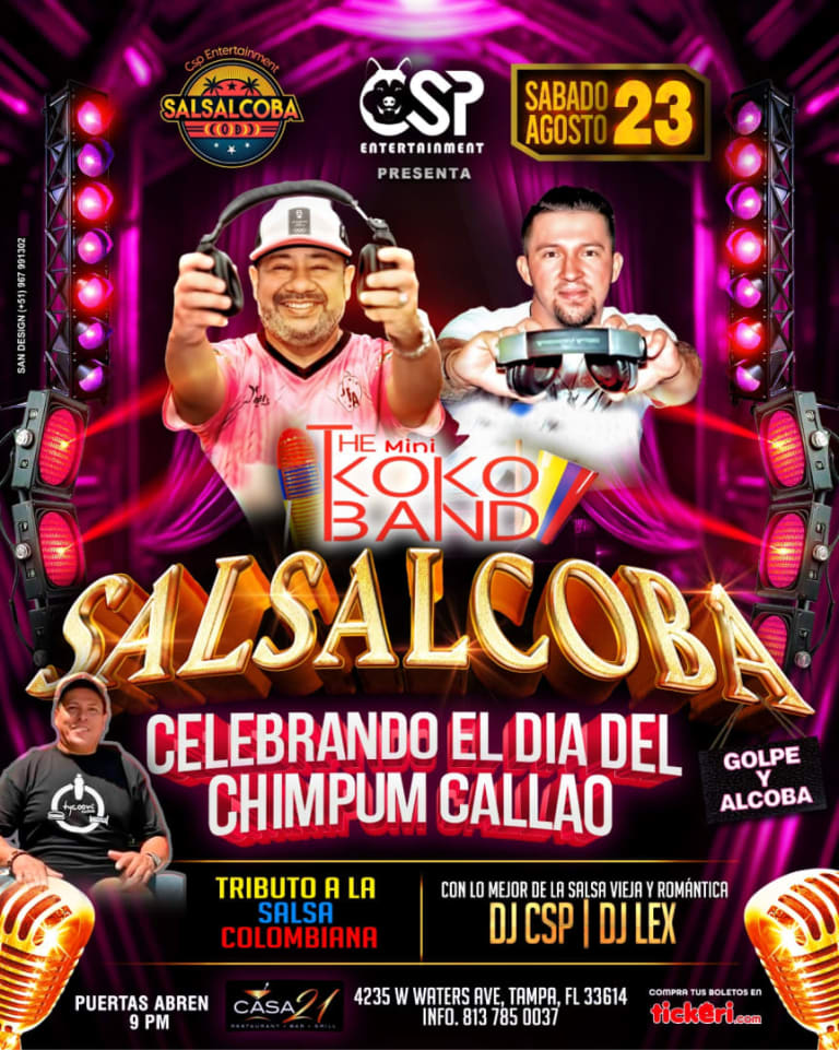Event - Salsalcoba tributo a la salsa colombiana, golpe y alcoba (Salsa) - Tampa, Florida - August 23, 2025 | concert tickets