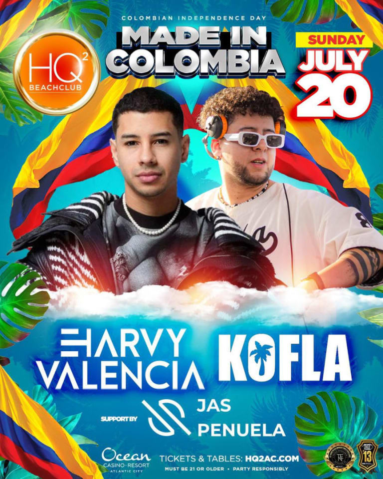 Event - Made In Colombia Pool Party Harvy Valencia Live At HQ2 Beachclub - Atlantic City, New Jersey - July 20, 2025 | concert tickets