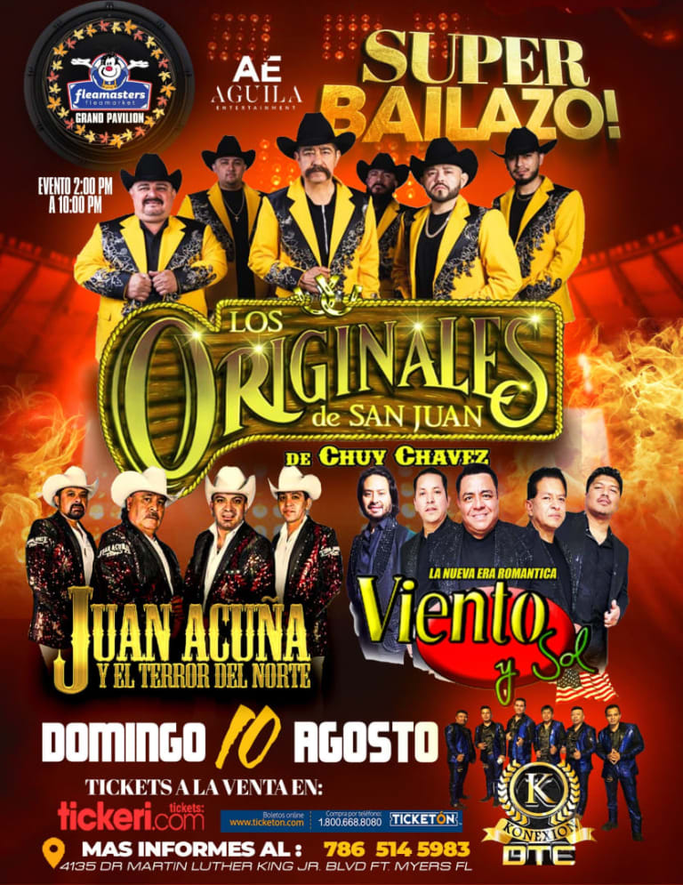 Event - Los Originales de San Juan, Juan Acuña y Viento y Sol – Súper Bailazo en Ft. Myers - Fort Myers, Florida - August 10, 2025 | concert tickets