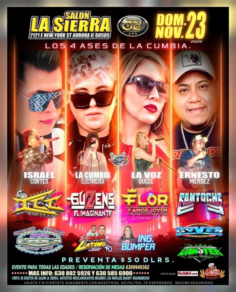 Event - Los 4 Ases de la Cumbia en Aurora IL – Gran Evento en Salón La Sierra este 23 de Noviembre - Aurora, IL - Sun, November 23, 2025} | concert tickets