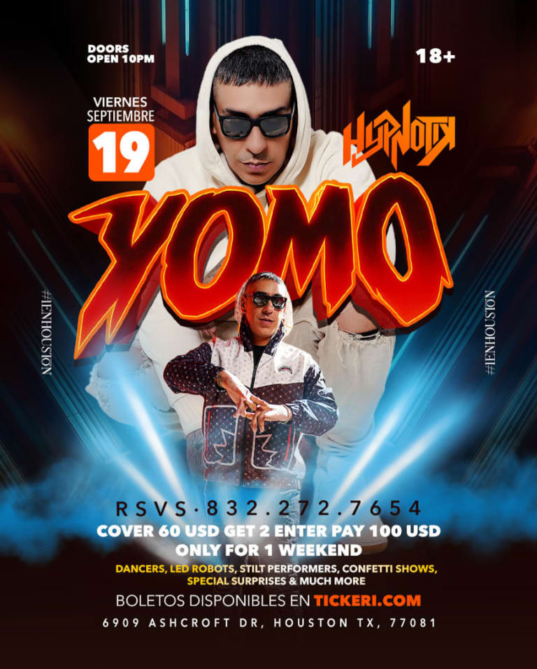 Event - YOMO EN HYPNOTIK HOUSTON - Houston, Texas - September 19, 2025 | concert tickets
