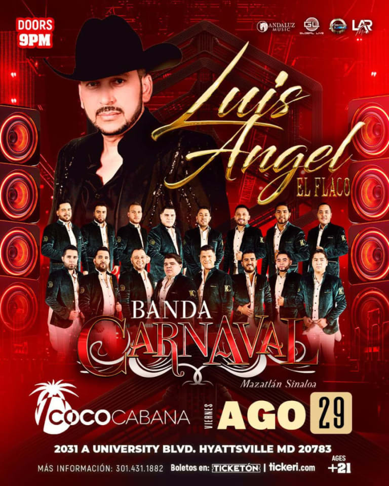 Event - Luis Angel El Flaco & Banda Carnaval en Maryland - Adelphi, Maryland - August 29, 2025 | concert tickets