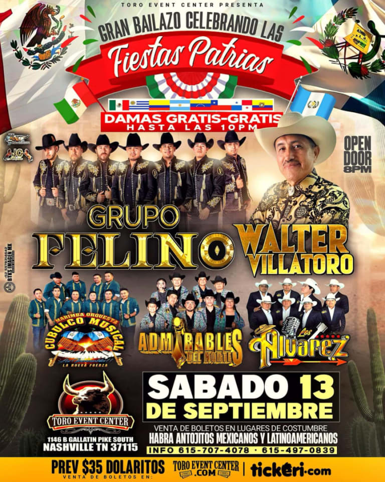 Event - Grupo Felino, Walter Villatoro, Cubulco Musical, Admirables Del Norte, Los Alvarez  - Nashville, Tennessee - 13 de septiembre de 2025 | concert tickets