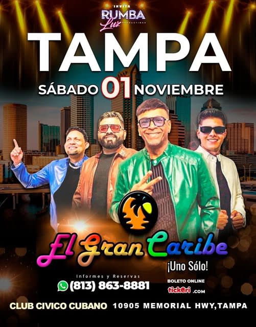 Event - EL GRAN CARIBE EN TAMPA - Tampa, FL - Sat, November 1, 2025} | concert tickets