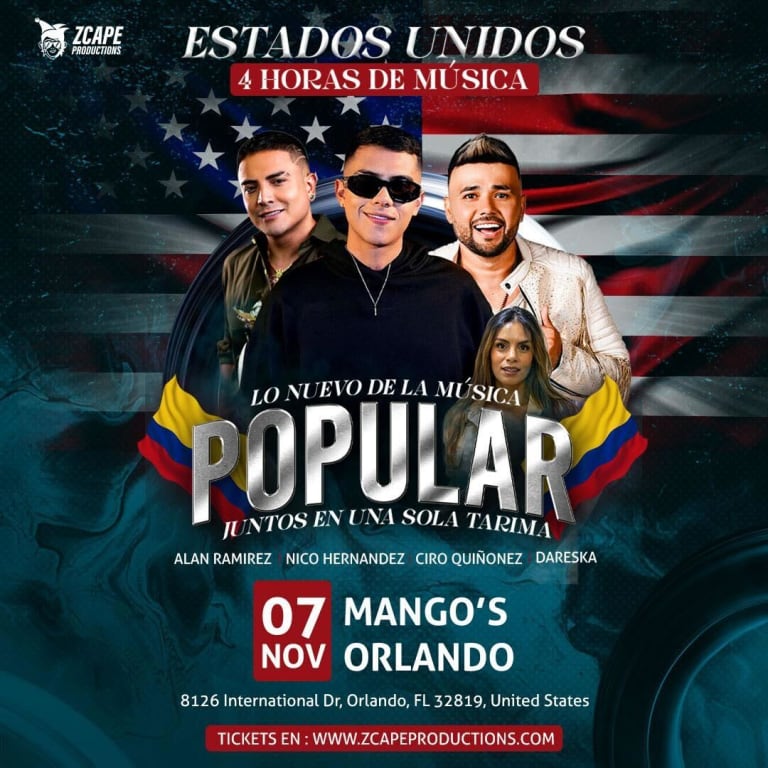 Event - Alan Ramirez & Nico Hernandez & Ciro Quiñonez & Dareska en Orlando - Kissimmee, FL - Fri, November 7, 2025} | concert tickets
