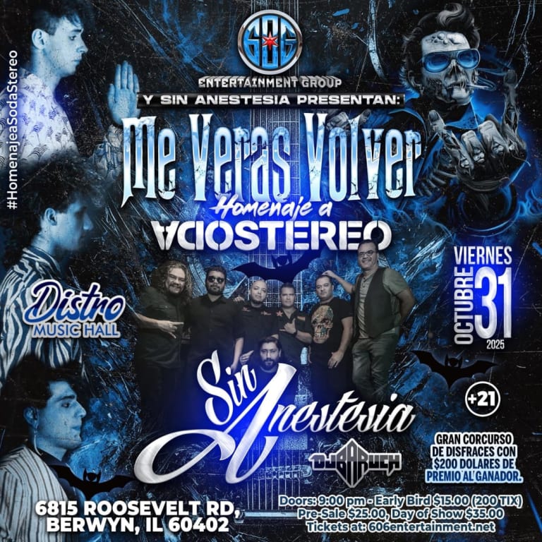 Event - ME VERÁS VOLVER - Homenaje a SODA STEREO - Berwyn, Illinois - October 31, 2025 | concert tickets
