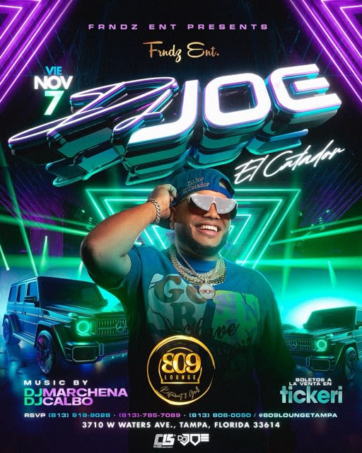 Event - DJ JOE CATADOR @ 809 LOUNGE - TAMPA, FL - Tampa, FL - Fri, November 7, 2025} | concert tickets