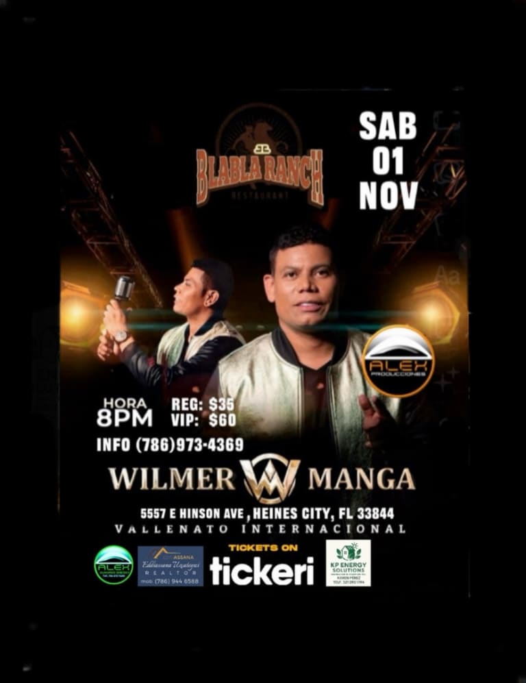 Event - WILMER MANGA EN CONCIERTO (ORLANDO FLORIDA)    - Haines City, FL - Sat, November 1, 2025} | concert tickets
