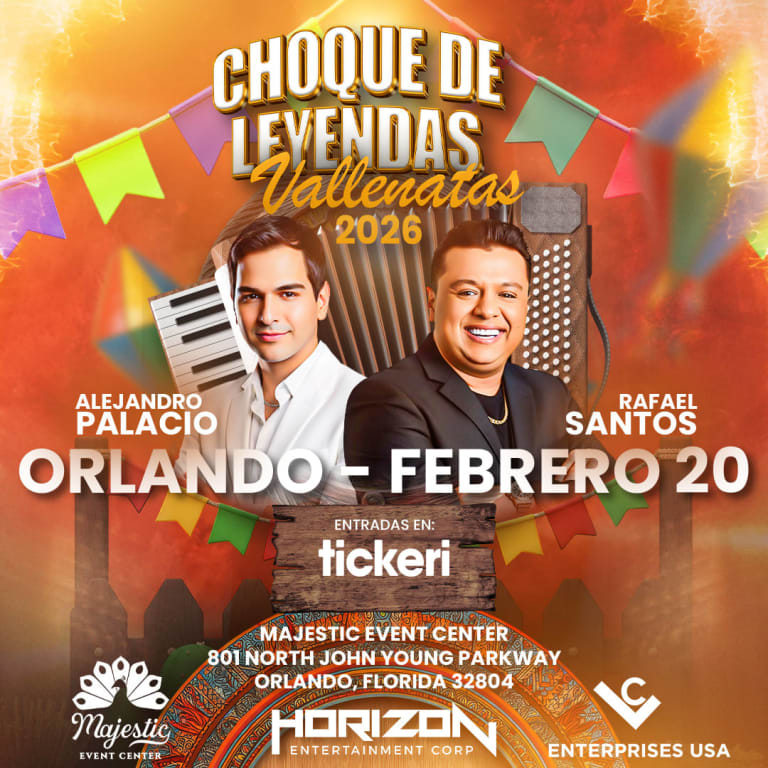 Event - Choque de leyendas Vallenatas Orlando - Gira 2026 - Orlando, FL - vie, 20 de febrero de 2026} | concert tickets