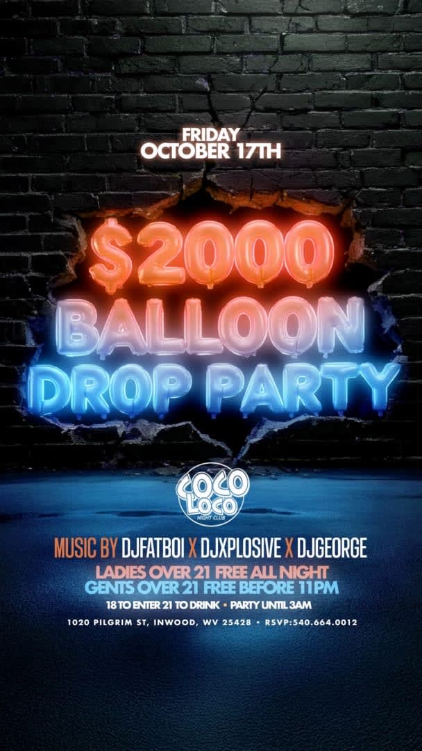 Event - Balloons 🎈🎈🎈drop party en West Virginia  - Inwood, WV - vie, 17 de octubre de 2025} | concert tickets
