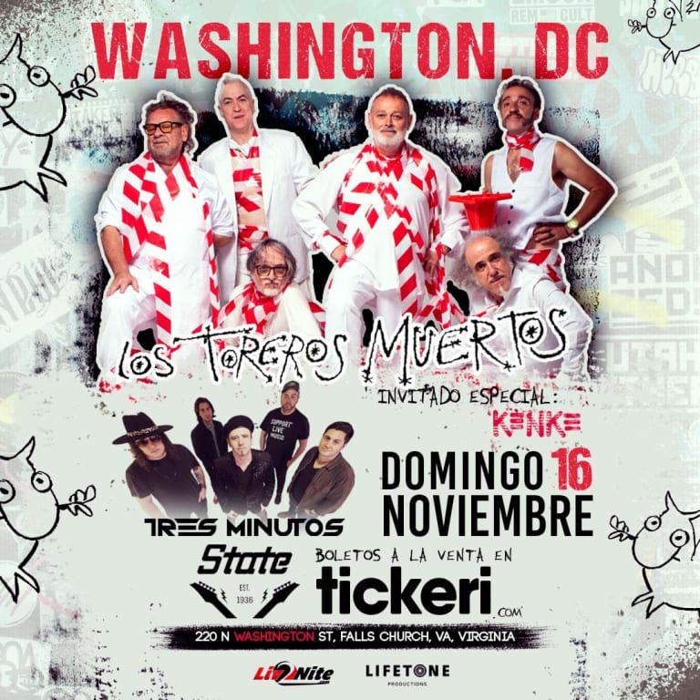 Event - Los Toreros Muertos - invitado especial: tres minutos y KENKE - Falls Church, VA - dom, 16 de noviembre de 2025} | concert tickets
