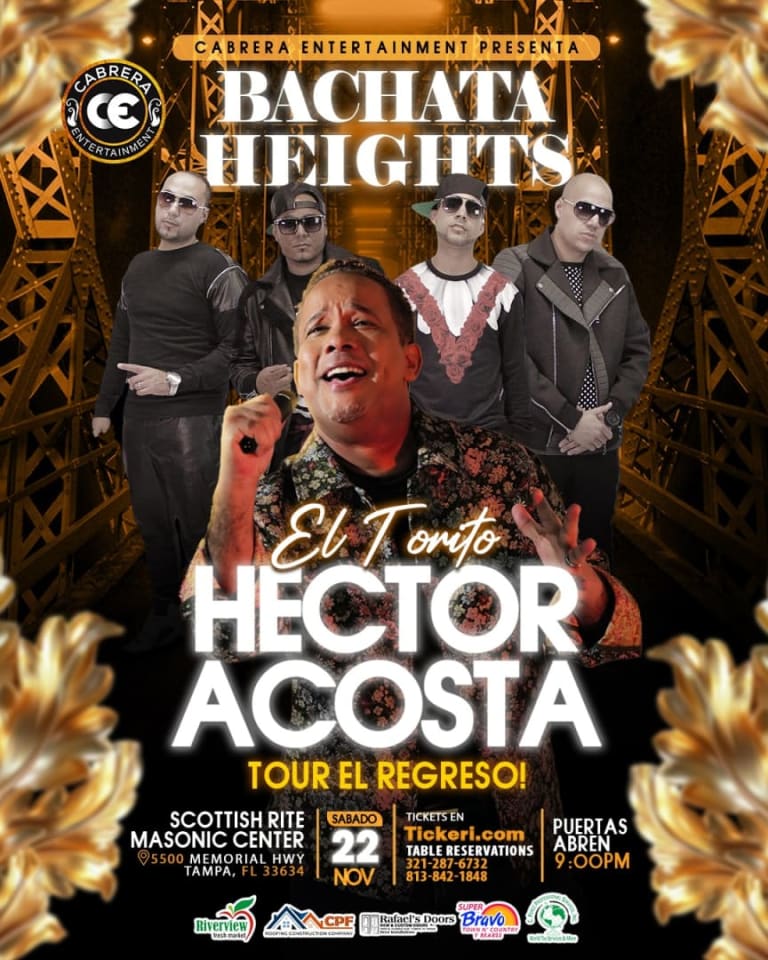 Event - Héctor Acosta “El Torito” - Bachata Heightz en concierto! - Tampa, Florida - November 22, 2025 | concert tickets