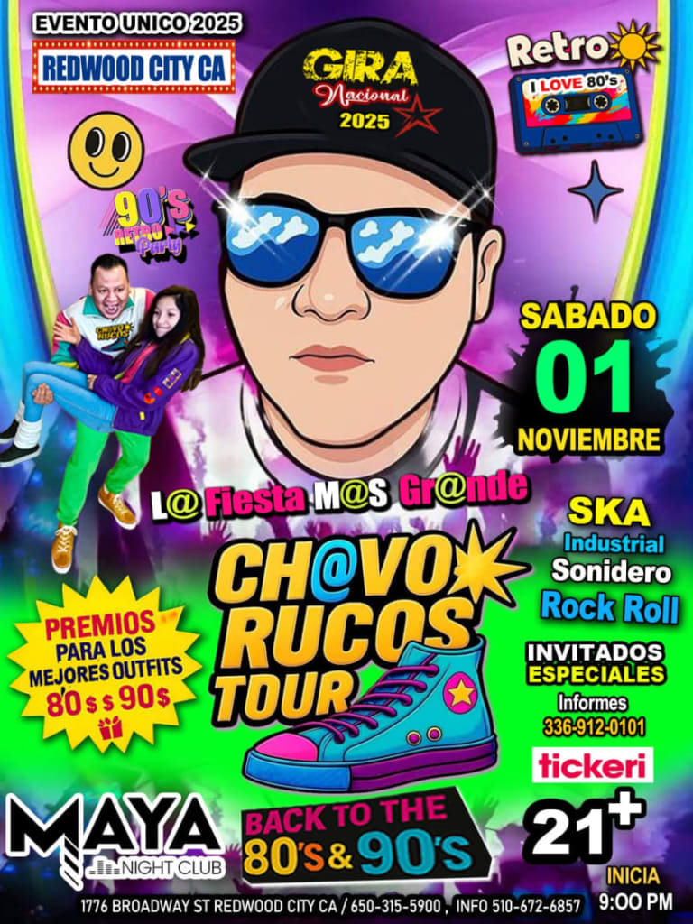 Event - Ch@vos Rucos Tour- 90s Retro Party - La Fiesta Mas Grande  - Redwood City, California - November 1, 2025 | concert tickets