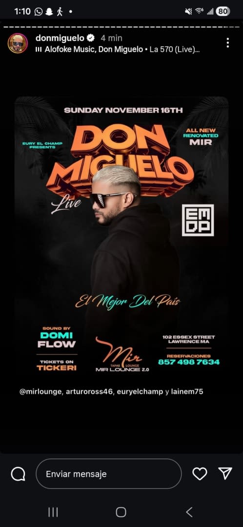 Event - Don Miguelo  - Lawrence, Massachusetts - November 16, 2025 | concert tickets