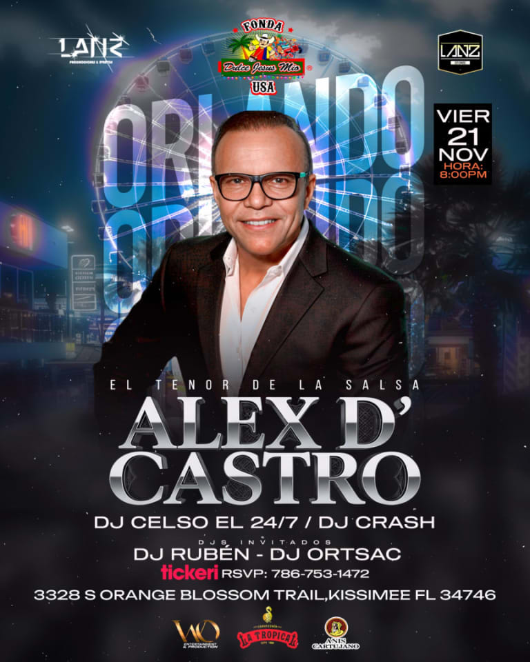 Event - ALEX D ́ CASTRO EN ORLANDO  - Kissimmee, FL - Fri, November 21, 2025} | concert tickets