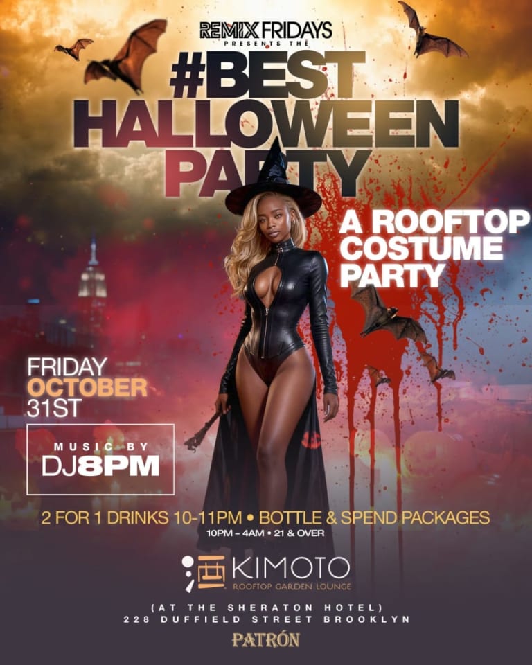 Event - Remix Fridays Halloween Rooftop Costume Party At Kimoto Rooftop Garden Lounge - Brooklyn, New York - October 31, 2025 | concert tickets