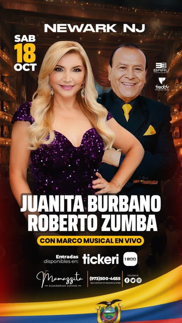 Event - Juanita Burbano y Roberto Zumba en New Jersey  - Newark, New Jersey - October 18, 2025 | concert tickets