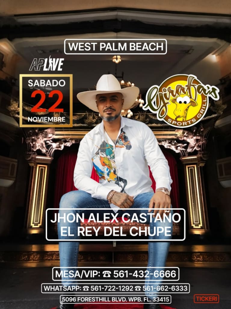 Event - JHON ALEX CASTAÑO en WEST PALM BEACH  - West Palm Beach, Florida - November 22, 2025 | concert tickets