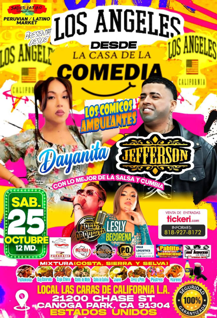 Event - Festival de la Risa con los comicos DAYANITA Y JEFFERSON  - Los Angeles, CA - sáb, 25 de octubre de 2025} | concert tickets