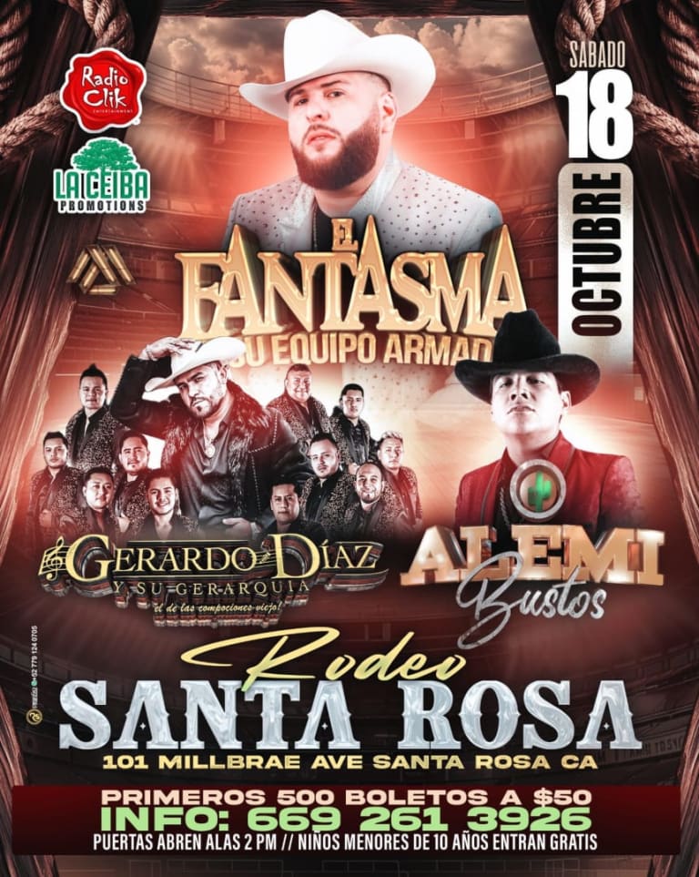 Event - El Fantasma , Gerardo Díaz y Alemi Bustos – Rodeo Santa Rosa 2025 - Santa Rosa, California - October 18, 2025 | concert tickets