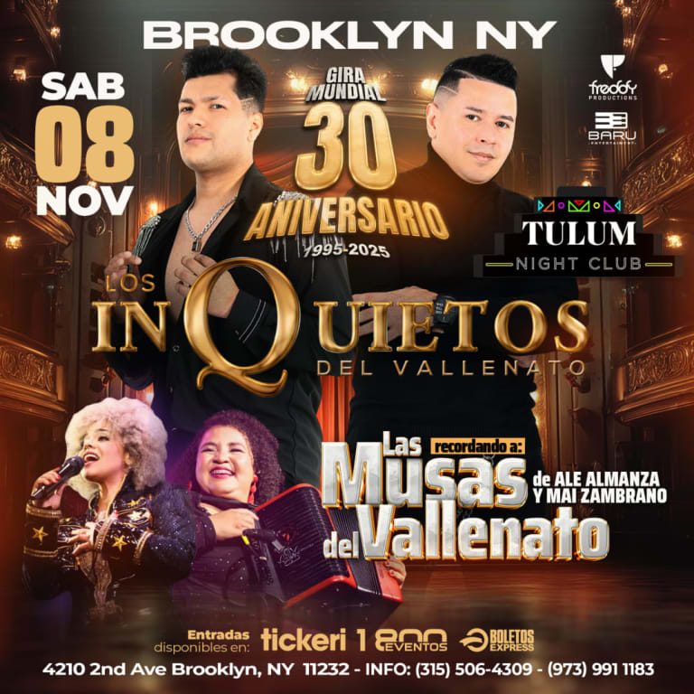 Event - Los Inquietos del Vallenato – 30 Aniversario Tour | BROOKLYN, NY - Brooklyn, NY - sáb, 8 de noviembre de 2025} | concert tickets