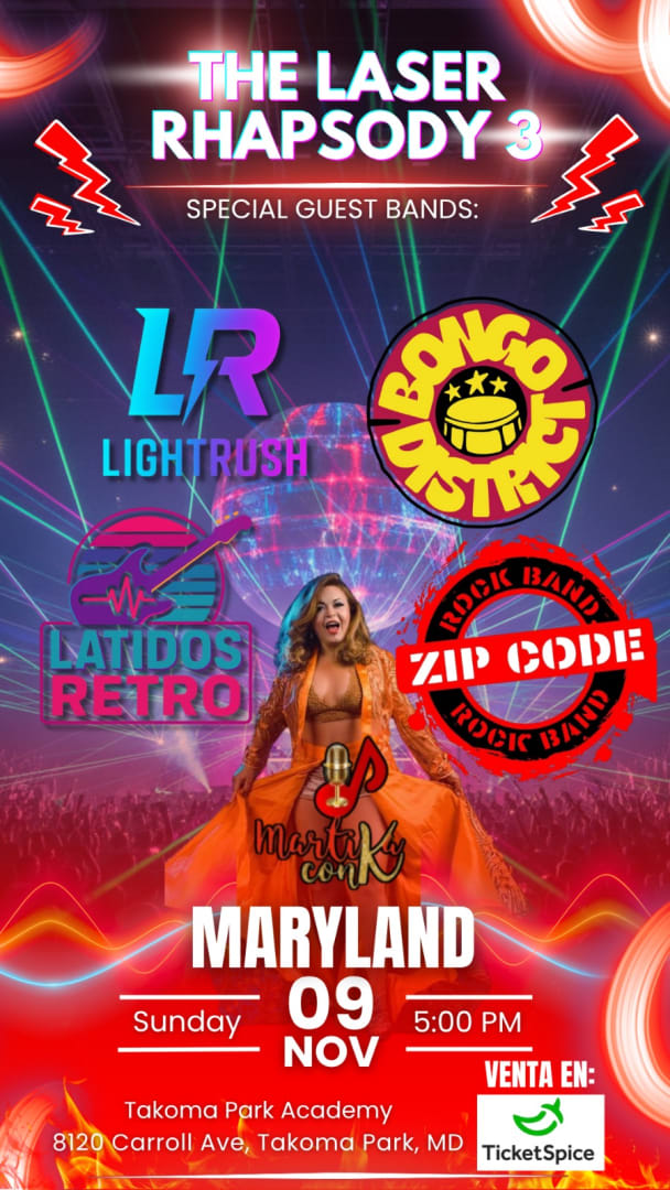 Event - Laser Rhapsody 3 ( 5 bandas en un solo lugar) - Takoma Park, Maryland - November 9, 2025 | concert tickets