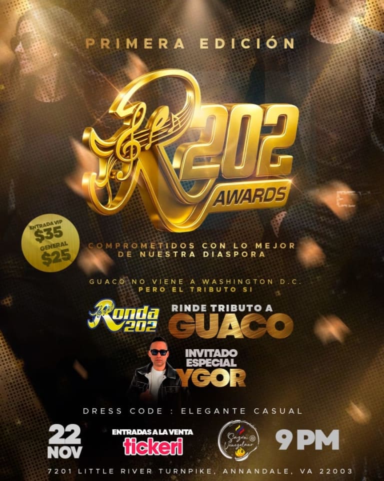 Event - Ronda 202 AWARDS - Tributo  a GUACO - Annandale, Virginia - November 22, 2025 | concert tickets