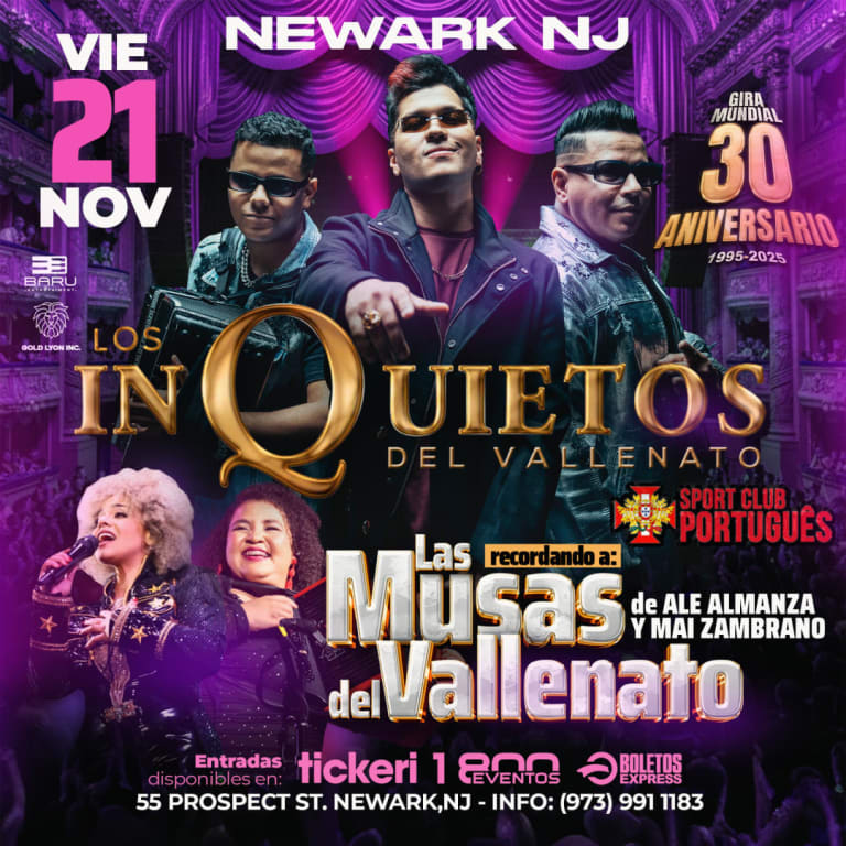 Event - Los Inquietos del Vallenato – 30 Aniversario Tour | NEWARK, NJ - Newark, NJ - vie, 21 de noviembre de 2025} | concert tickets