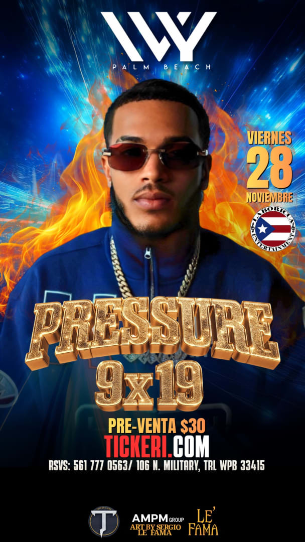 Event - PRESSURE 9x19 en IVY PALM BEACH! - West Palm Beach, FL - Fri, November 28, 2025} | concert tickets