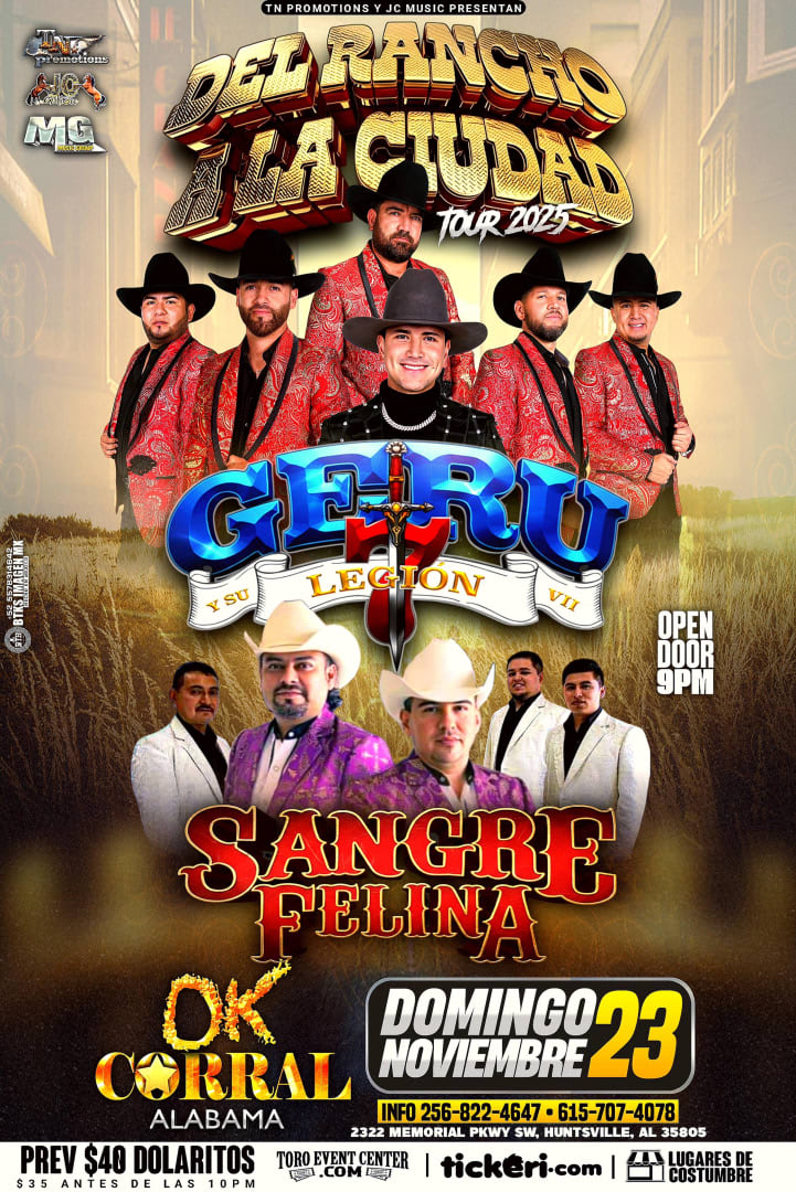 Event - Geru y su Legión & Sangre Felina  - Huntsville, Alabama - November 23, 2025 | concert tickets