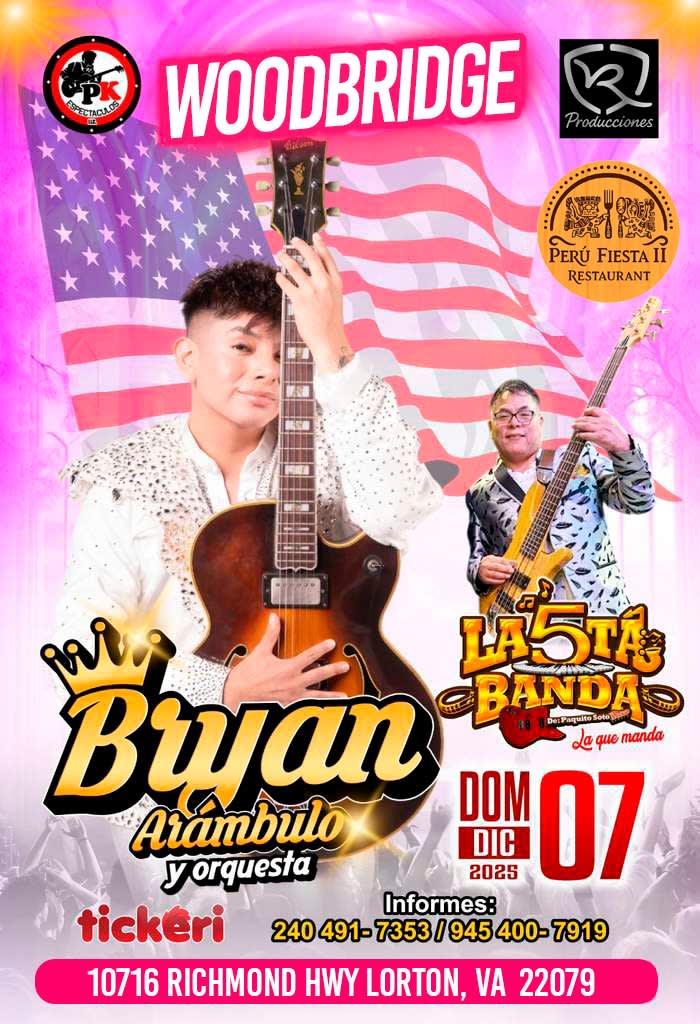 Event - Bryan Arambulo El Divo de la Cumbia Peruana en concierto! - Lorton, VA - Sun, December 7, 2025} | concert tickets