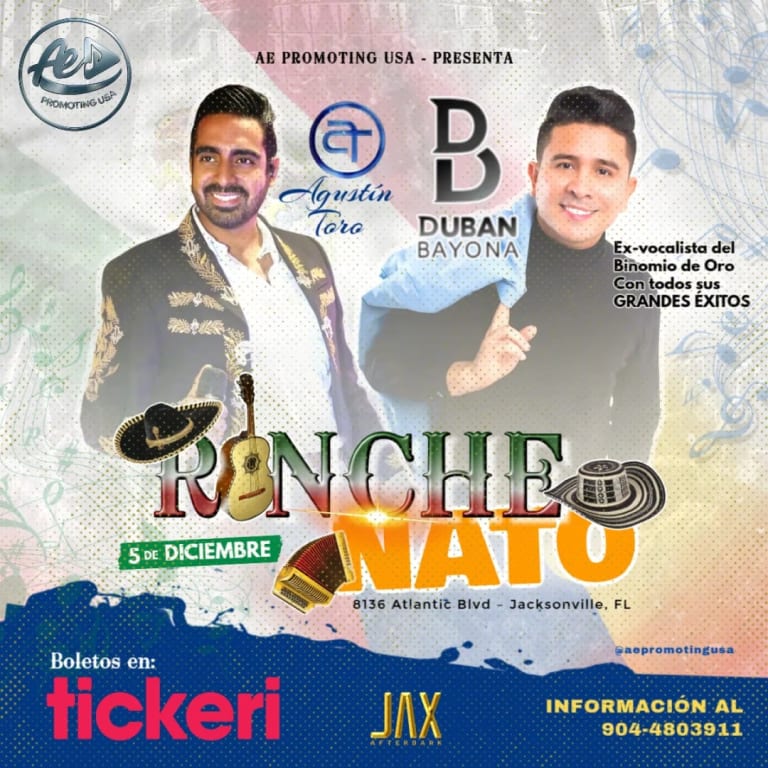 Event - RANCHENATO con Duban Bayona (EX VOCALISTA BINOMIO DE ORO) y Agustin Toro  - Jacksonville, Florida - December 5, 2025 | concert tickets