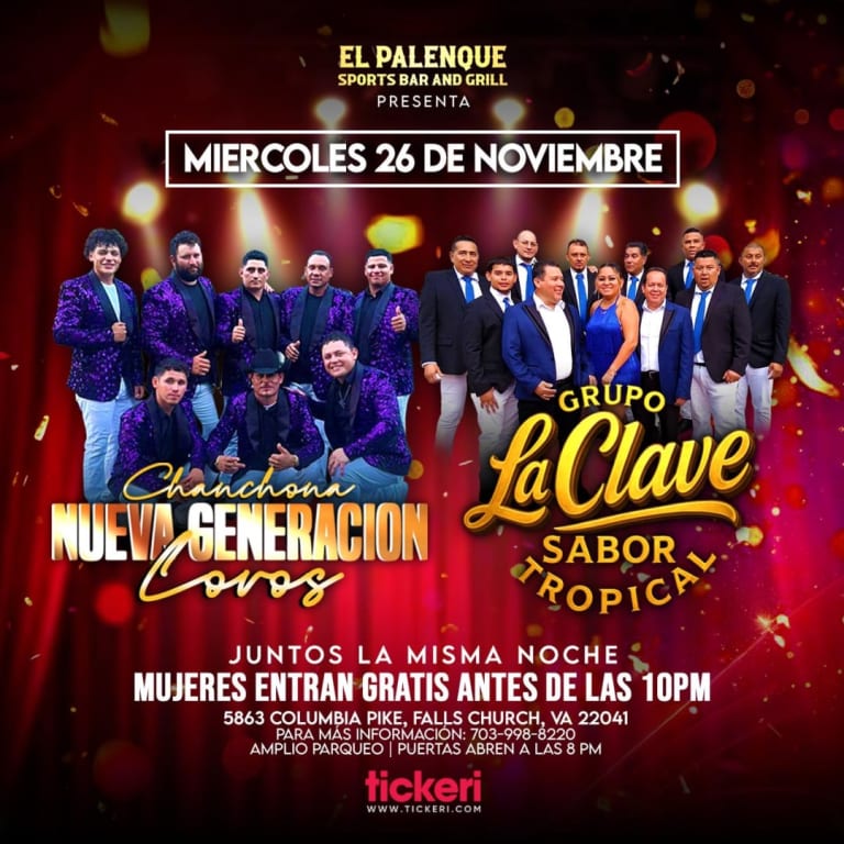 Event - CHANCHONA NUEVA GENERACIÓN LOVOS Y GRUPO LA CLAVE SABOR TROPICAL !!! - Falls Church, Virginia - November 26, 2025 | concert tickets