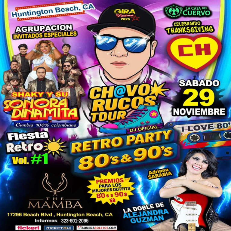 Event - Chavorrucos Tour Fiesta Retro y La Sonora Dinamita En Huntington Beach - Huntington Beach, California - November 29, 2025 | concert tickets