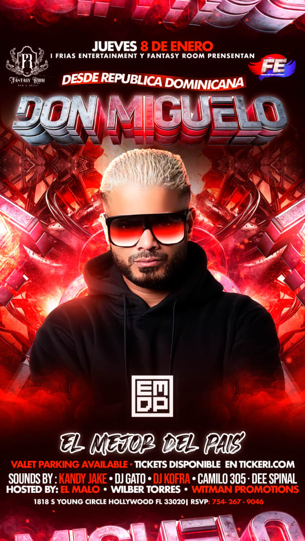 Event - DON MIGUELO EN CONCIERTO! DOWNTOWN HOLLYWOOD FL! FANTASY ROOM! - Hollywood, Florida - January 8, 2026 | concert tickets