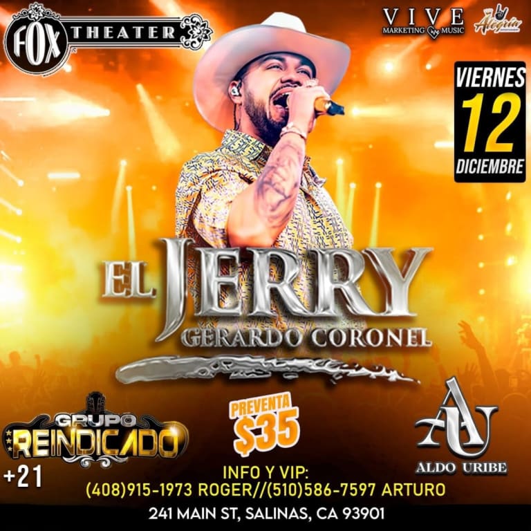 Event - El Jerry Gerardo Coronel en concierto en Salinas - Salinas, California - December 12, 2025 | concert tickets