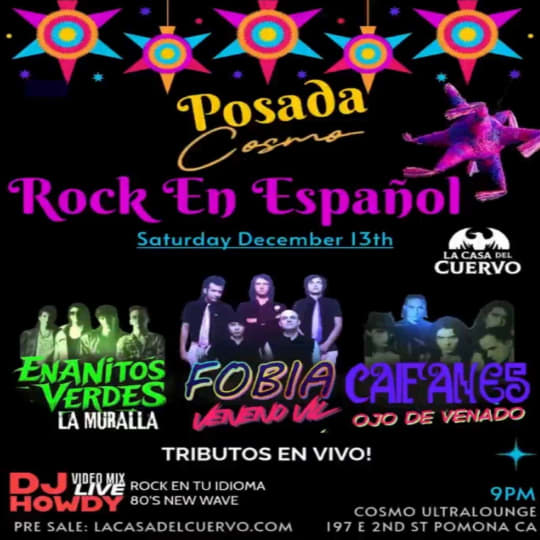 Event - Posada Caifanes, Fobia, Enanitos Verdes Tributos En Vivo En Pomona - Pomona, California - December 13, 2025 | concert tickets