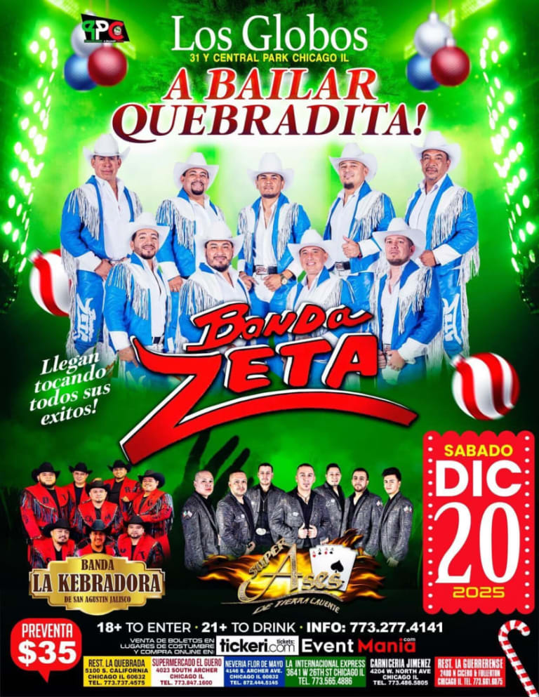Event - Banda Zeta & Banda la Kebradora & Super Ases en concierto - Chicago, Illinois - December 20, 2025 | concert tickets