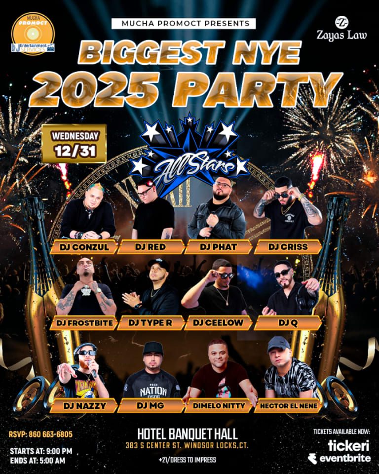 Event - BIGGEST NYE PARTY 2025 (WEDS 12/31) - Windsor Locks, Connecticut - December 31, 2025 | concert tickets