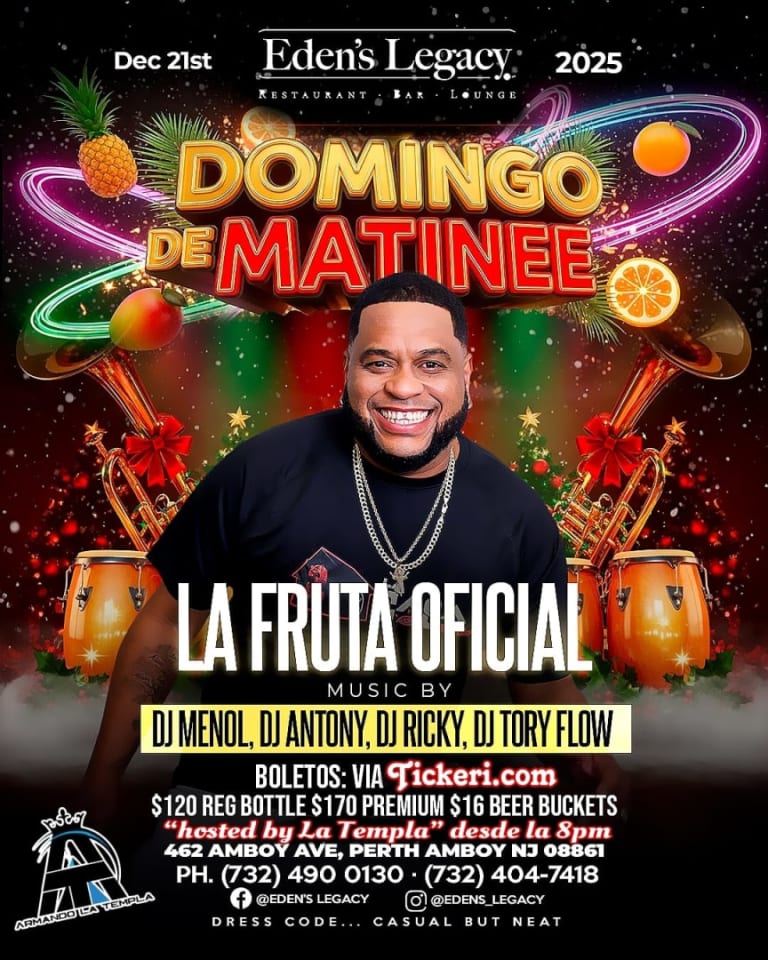 Event - La Fruta - Eden's Legacy Restaurant Bar Lounge, hosted by Armando La Templa - Perth Amboy, NJ - dom, 21 de diciembre de 2025} | concert tickets