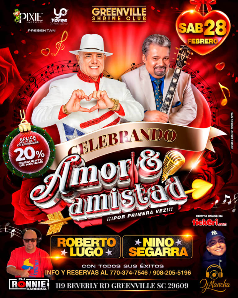 Event - Celebrando Amor Y Amistad Roberto Lugo Y Nino Segarra En Vivo - Greenville, SC - sáb, 28 de febrero de 2026} | concert tickets