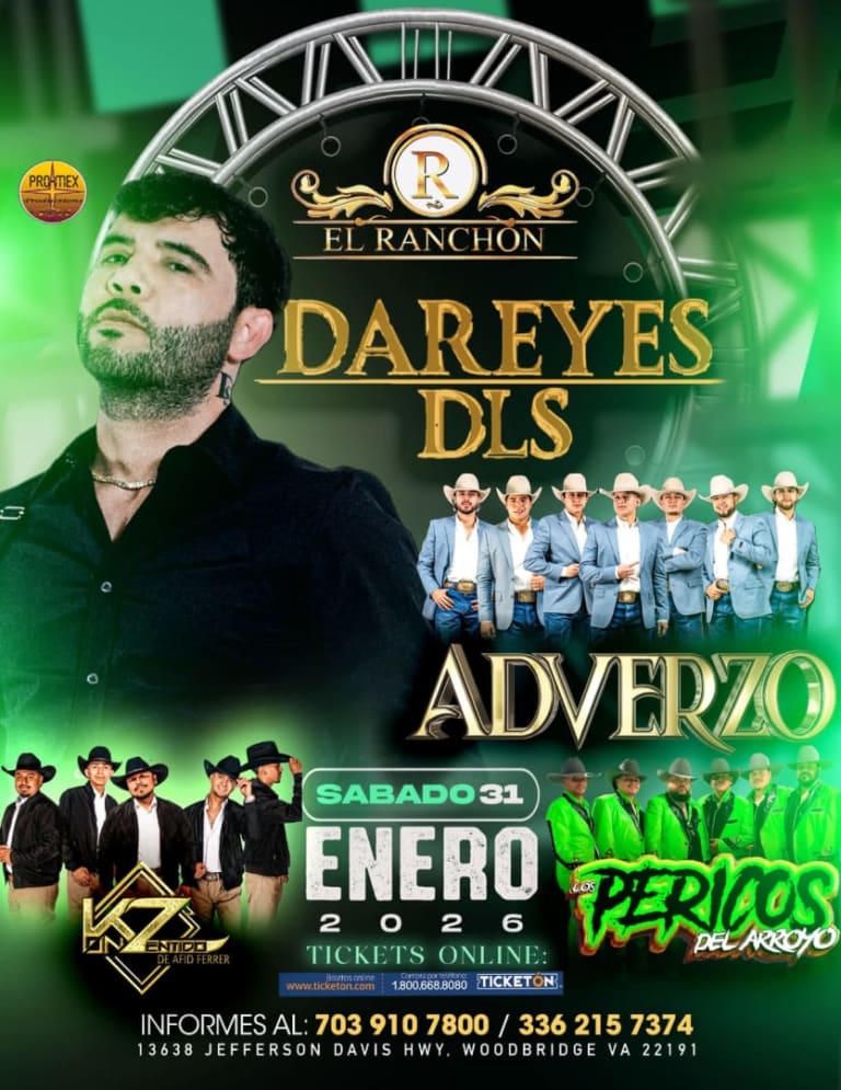Event - Dareyes DLS en Vivo en El Ranchón – Adverzo, KZ de Afid Ferrer & Los Pericos del Arroyo - Woodbridge, Virginia - December 31, 2025 | concert tickets