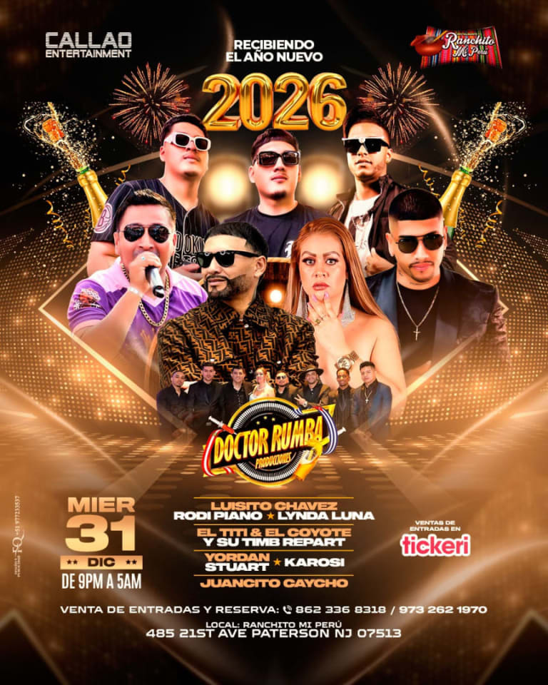 Event - Fiesta Rumbera 2026 con Nic N Taya & Luisito Chavez y muchos mas en vivo - Paterson, NJ - Wed, December 31, 2025} | concert tickets