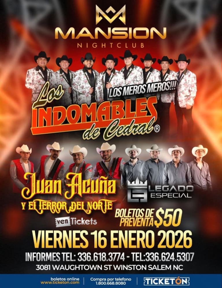 Event - LOS INDOMABLES DE CEDRAL Y MAS - Winston-Salem, North Carolina - January 16, 2026 | concert tickets