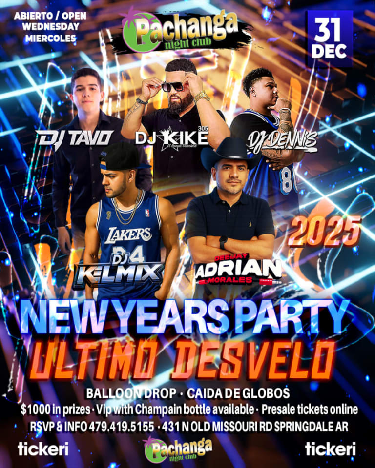 Event - 🎆 ÚLTIMO DESVELO – NEW YEAR’S PARTY EN PACHANGA 🎉 - Springdale, Arkansas - December 31, 2025 | concert tickets