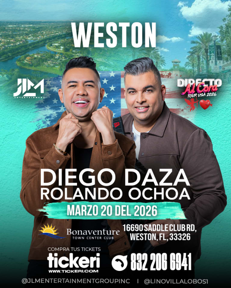 Event - Diego Daza & Rolando Ochoa en vivo en Weston - Weston, Florida - March 20, 2026 | concert tickets