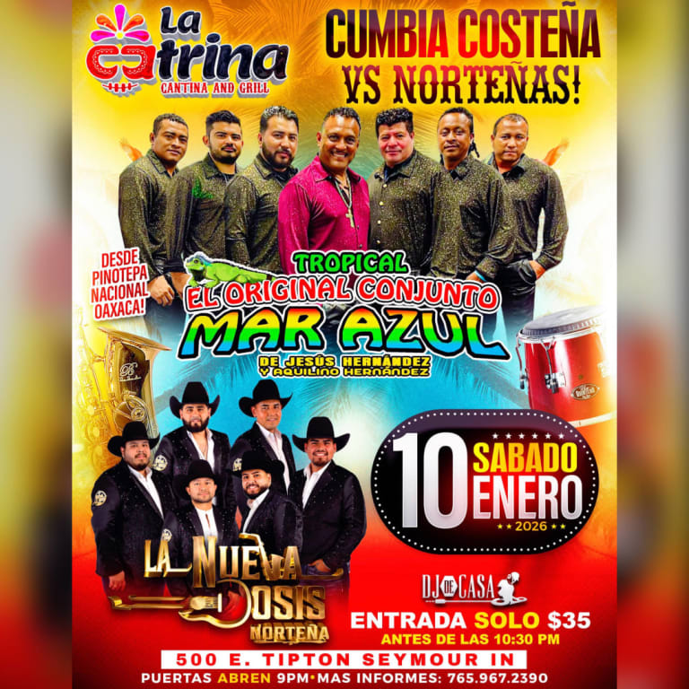 Event - Cojunto Mar Azul , La Nueva Dosis Norteña - Seymour, IN - sáb, 10 de enero de 2026} | concert tickets