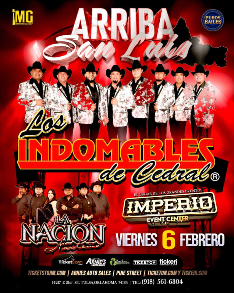 Event - Arriba San Luis con Los Indomables de Cedral y La Nación Norteña en Imperio Event Center - Tulsa, Oklahoma - February 6, 2026 | concert tickets