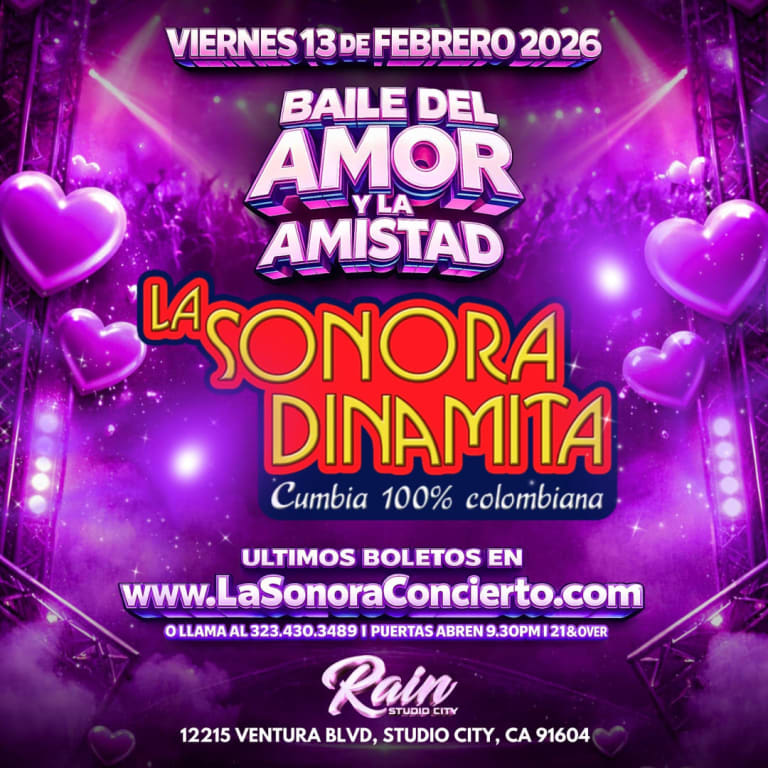 Event - LA SONORA DINAMITA en RAIN NIGHT CLUB de Studio City! - Los Angeles, CA - Fri, February 13, 2026} | concert tickets