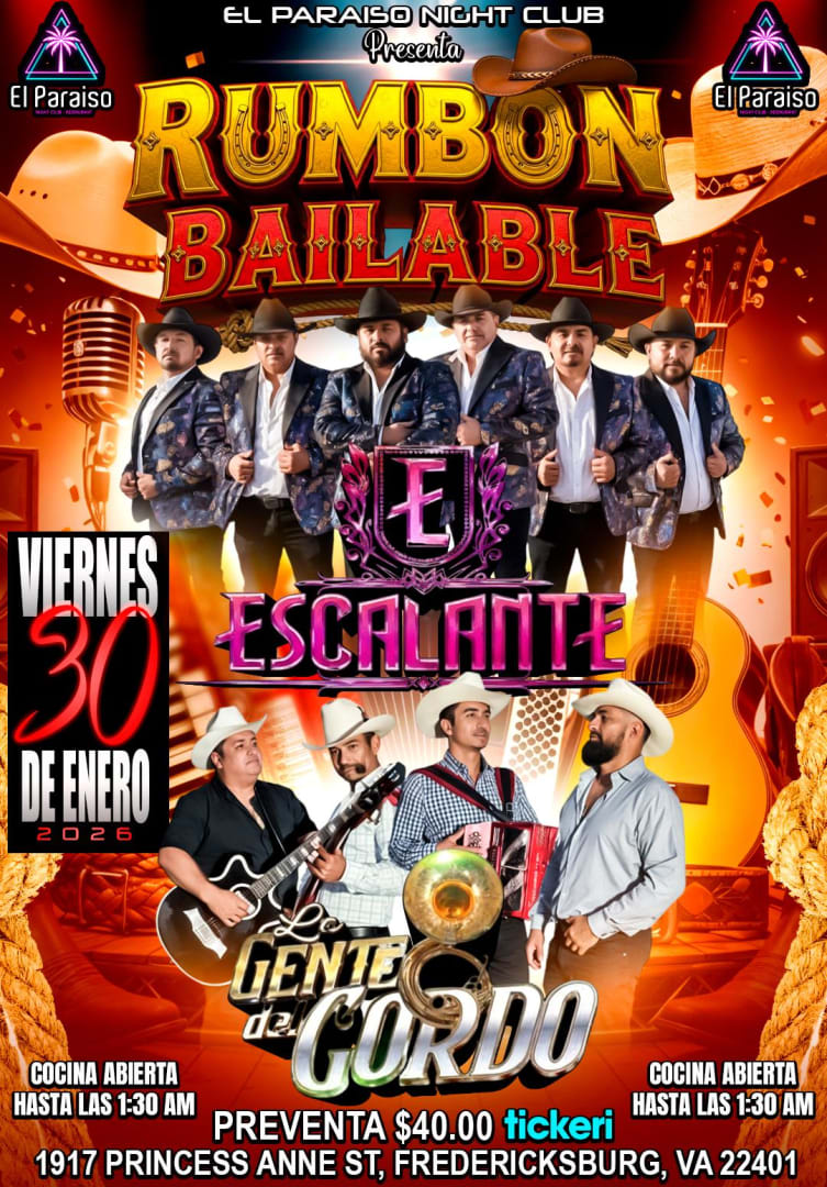 Event - Escalante/Gente de Gordo en Fredericksburg - Fredericksburg, VA - vie, 30 de enero de 2026} | concert tickets